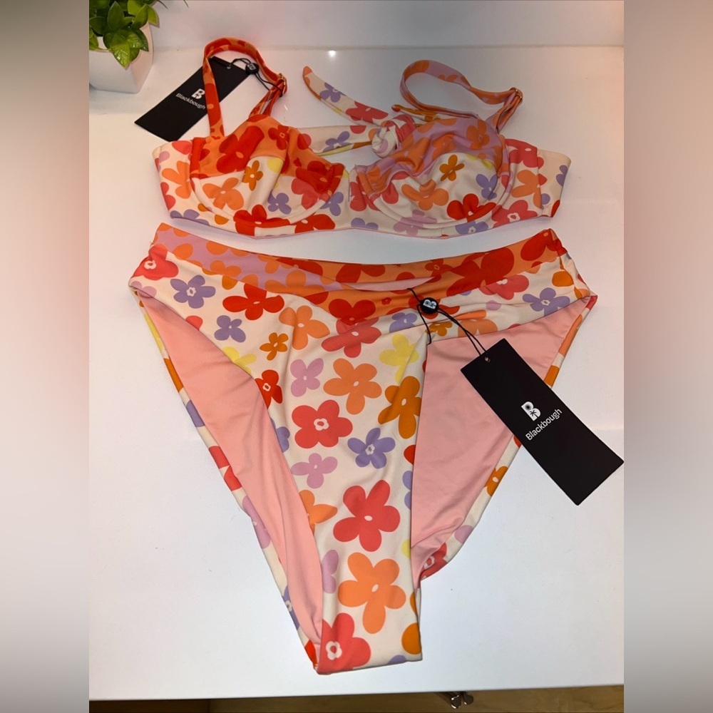 Blackbough Floral Bikini - Red, Orange, Pink - Picture 2 of 9